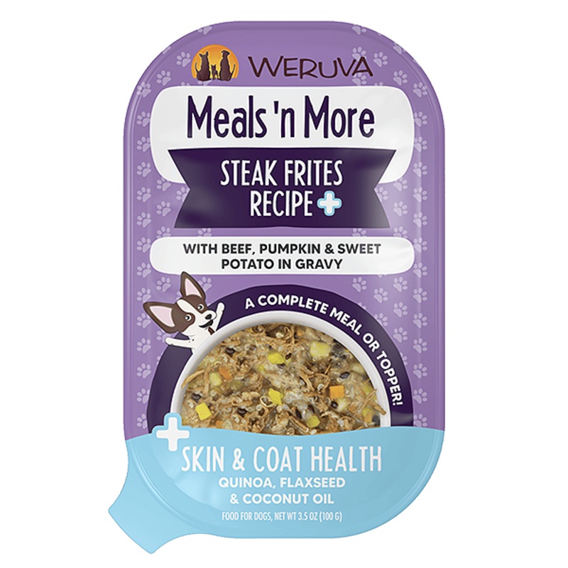 Meals 'n More Skin & Coat Health Steak Frites Recipe Plus Beef, Pumpkin & Sweet Potato Wet Tray Dog Food
