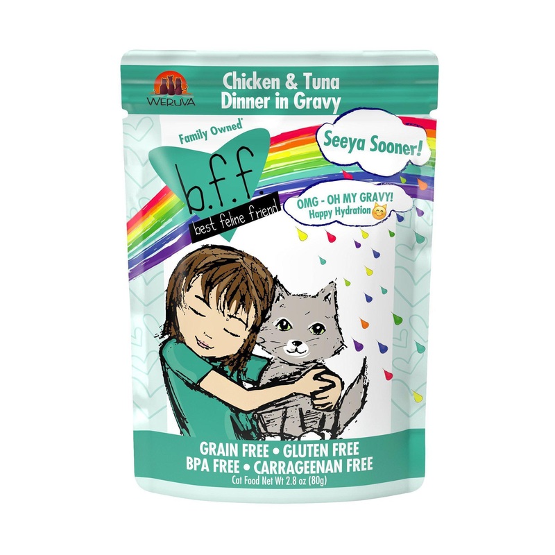 B.F.F. OMG Gravy! Chicken and Tuna Seeya Sooner! in Gravy Wet Cat Food Pouch