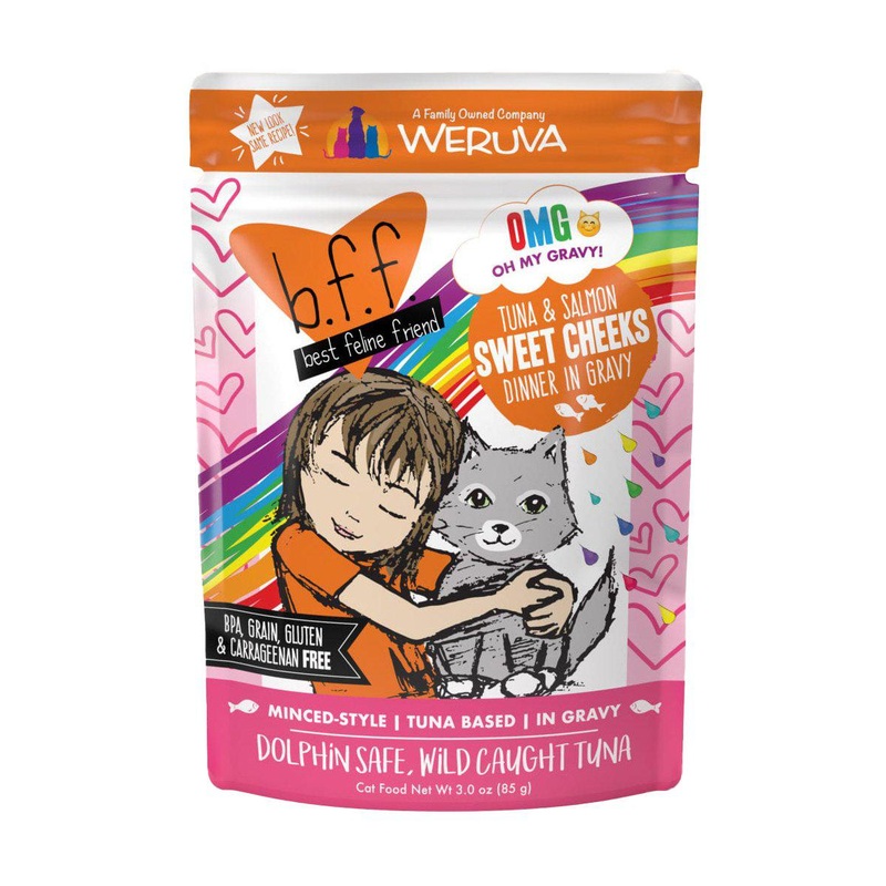 B.F.F. OMG Gravy! Tuna and Salmon Sweet Cheeks in Gravy Wet Cat Food Pouch