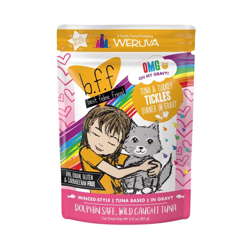 B.F.F. OMG Gravy! Tuna and Turkey Tickles in Gravy Wet Cat Food Pouch