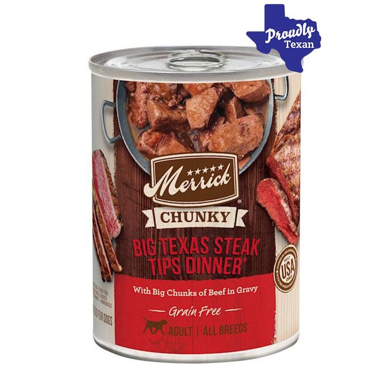 Merrick Chunky Big Texas Steak Tips Dinner Recipe Wet Dog Food