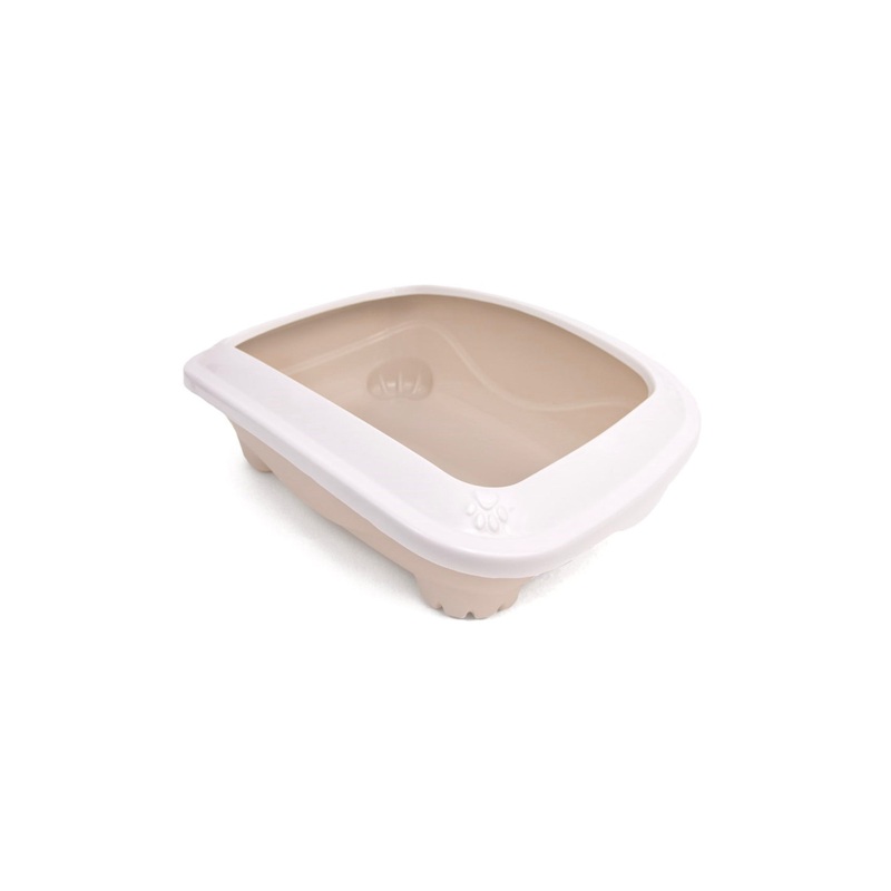 Great and Small Stone Beige with Rim Litter Tray