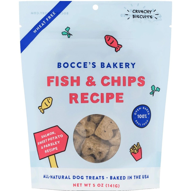 Bocce's Bakery Fish & Chips Biscuits Crunchy Dog Treats 5oz