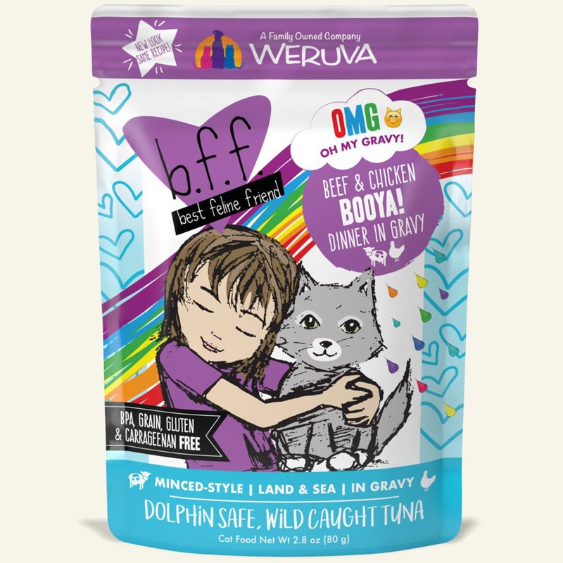BFF OMG Wet Cat Food - Beef & Chicken Booya! - 2.8oz Pouch