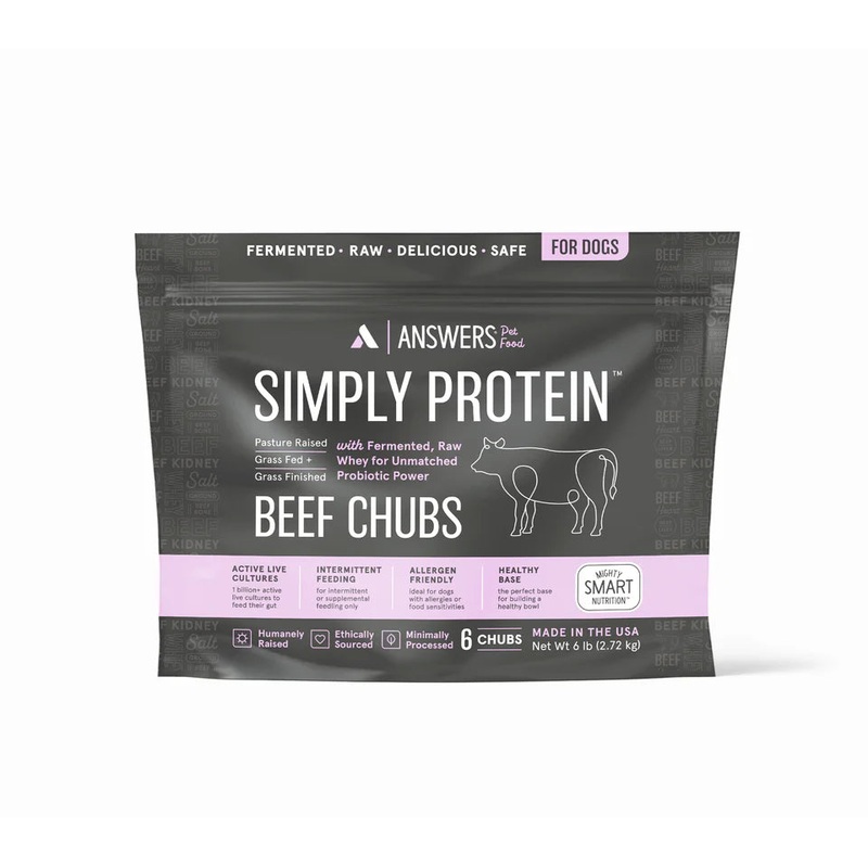 Answers Simply Protein Frozen Raw Dog Food - Beef Chubs - 6lbs