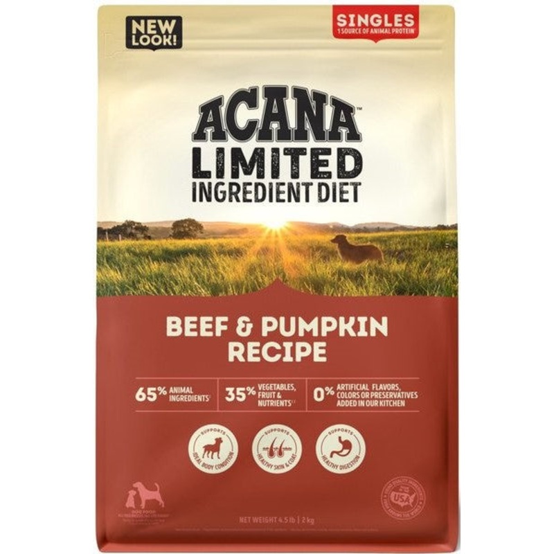 Acana LID Singles Dry Dog Food - Beef & Pumpkin - 4.5lb Bag
