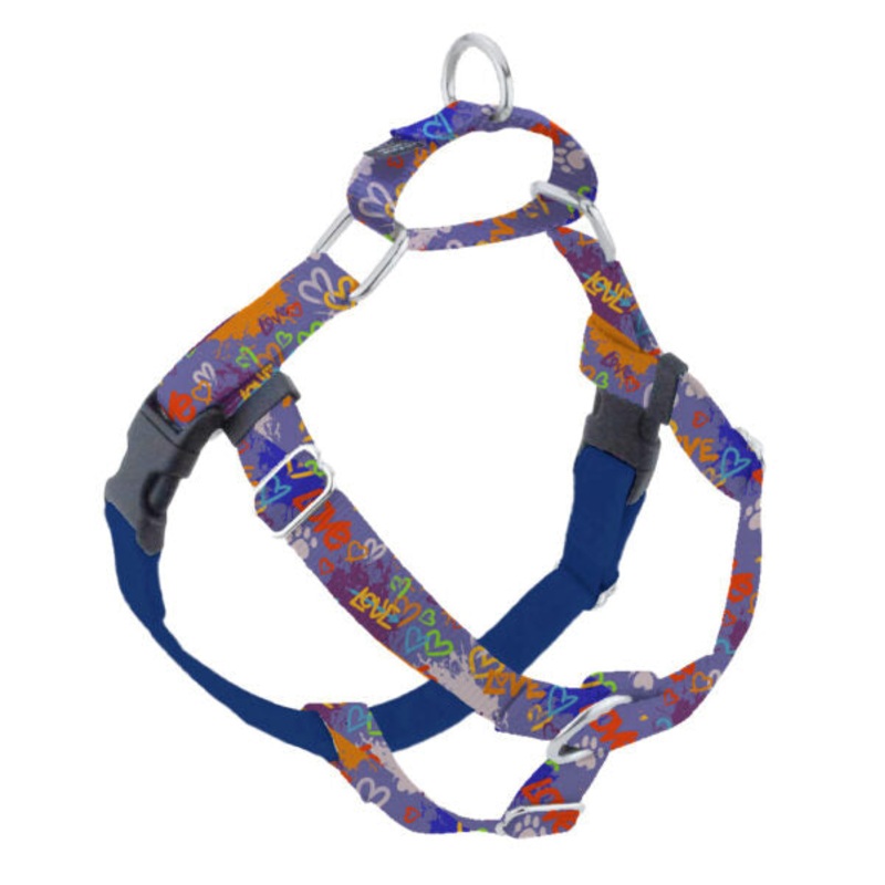 2 Hounds Design Freedom No-Pull Dog Harness - Large 1 x 28-32 - Love Graffiti Blue