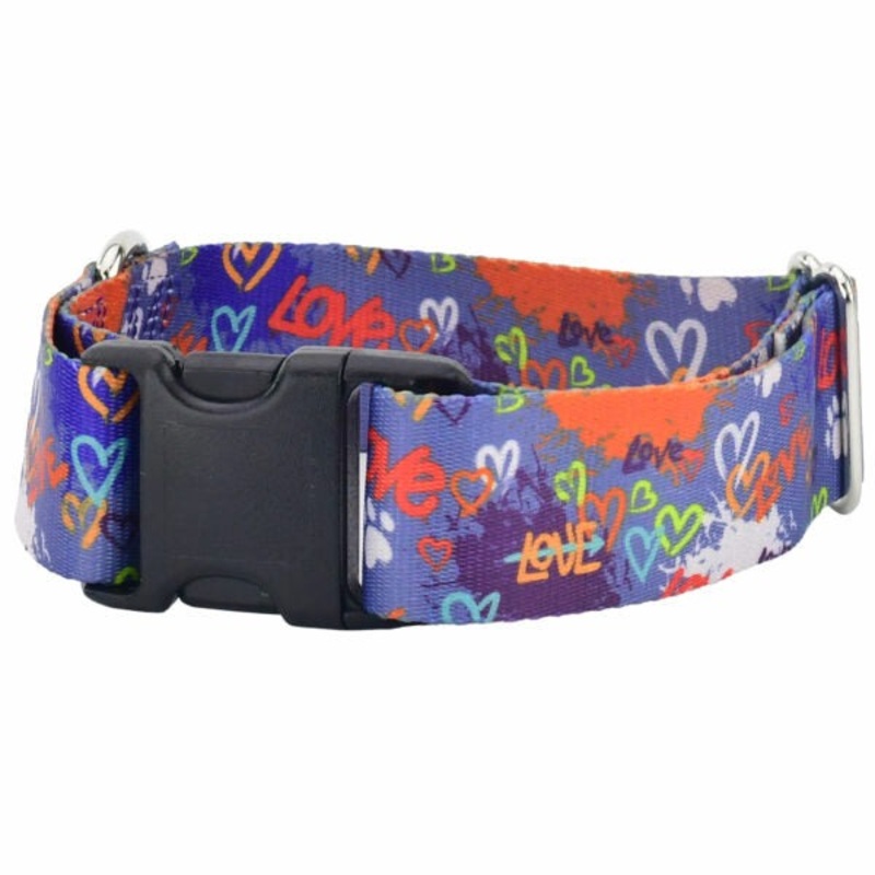 2 Hounds Design Dog Collar - Small 10-14 - Graffiti Blue