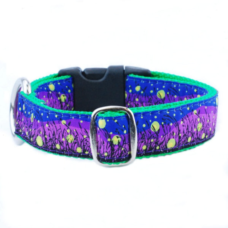 2 Hounds Design Dog Collar - Small 10-14 - Lightning Bugs