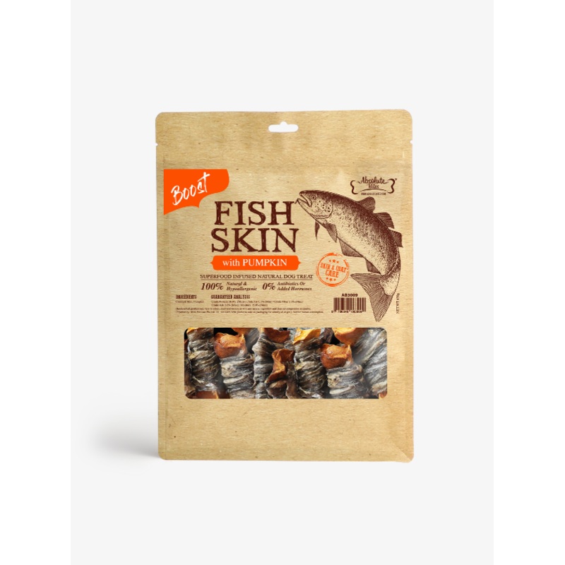 Absolute Bites Fish Skin With Pumpkin Dog Treats 450g