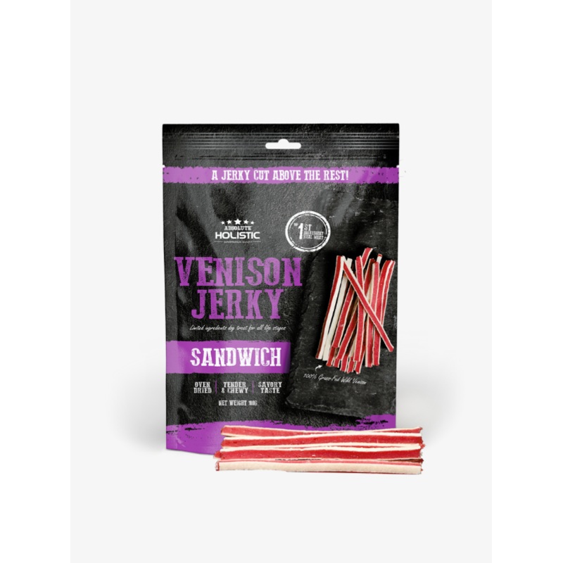 Absolute Holistic Jerky Limited Ingredient Dog Treat  Venison Sandwich (100g)