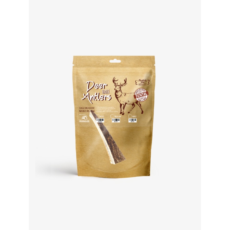 Absolute Bites Single Ingredient Dog Chew  Half Deer Antlers Dental Chew (Mini)