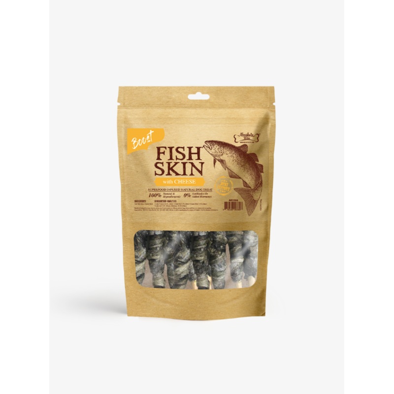 Absolute Bites Fish Skin With Cheese Dog Treats 100g