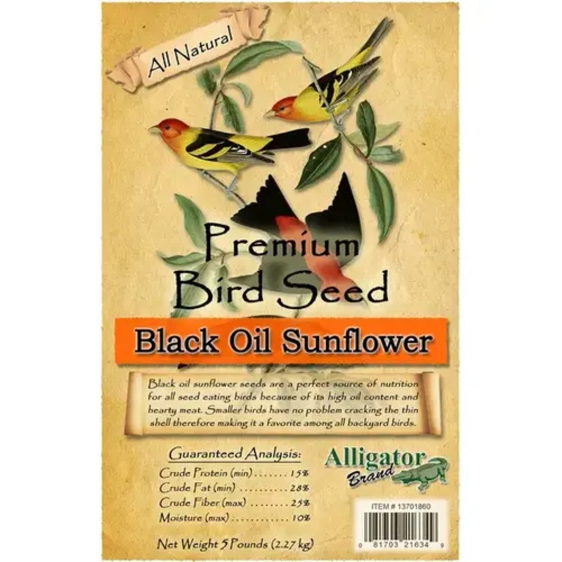 Alligator Brand 13701860 Bird Seed - Premium Black Oil Sunflower 5-lbs