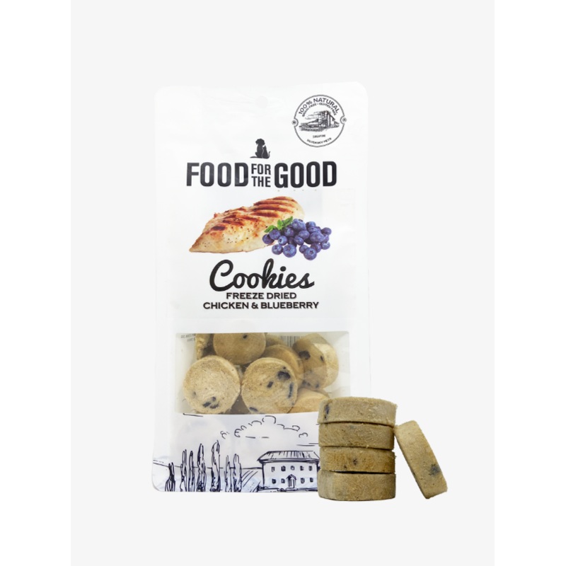 Food For The Good Freeze Dried Chicken & Blueberry Cookies Dog & Cat Treats 70g