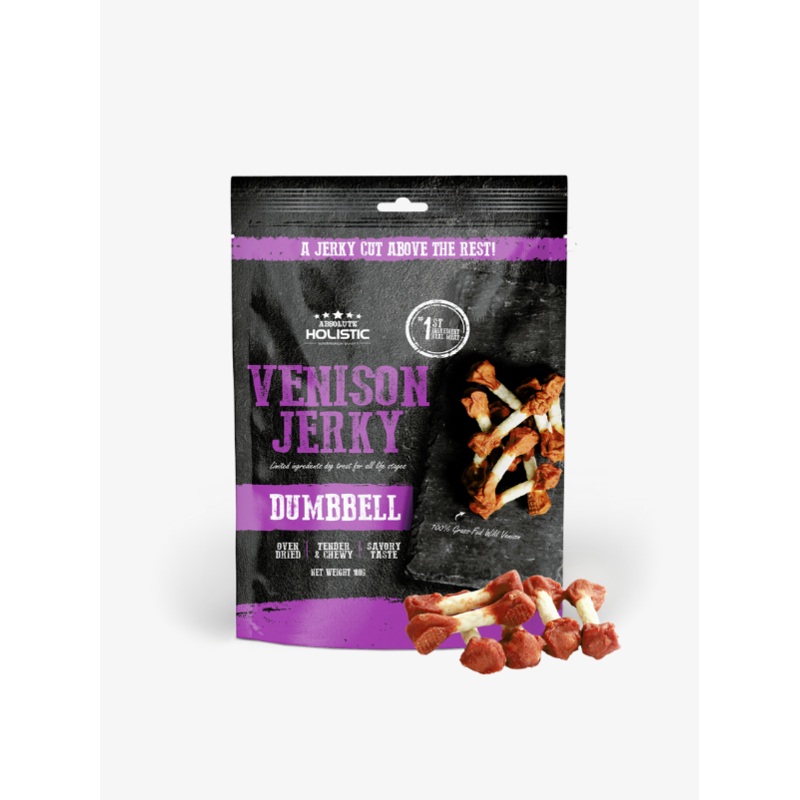 Absolute Holistic Jerky Limited Ingredient Dog Treat  Venison Dumbbell (100g)