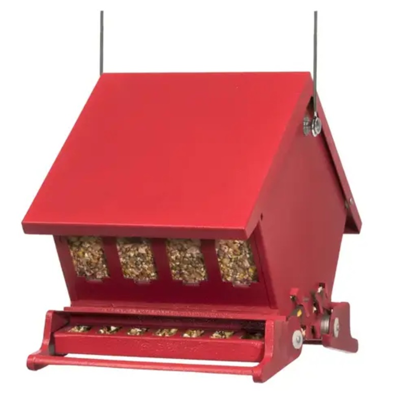 Audubon 7458 Absolute II Squirrel-Proof Hopper Bird Feeder, Mini, Holds 4 Lbs. Red