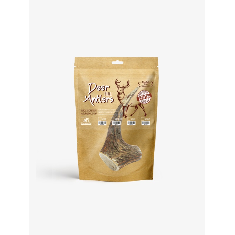Absolute Bites Single Ingredient Dog Chew  Whole Deer Antlers Dental Chew (Maxi)