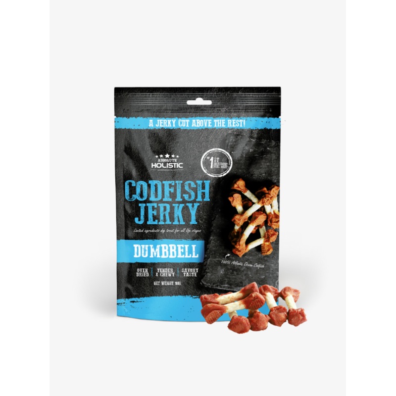 Absolute Holistic Jerky Limited Ingredient Dog Treat  Codfish Dumbbell (100g)