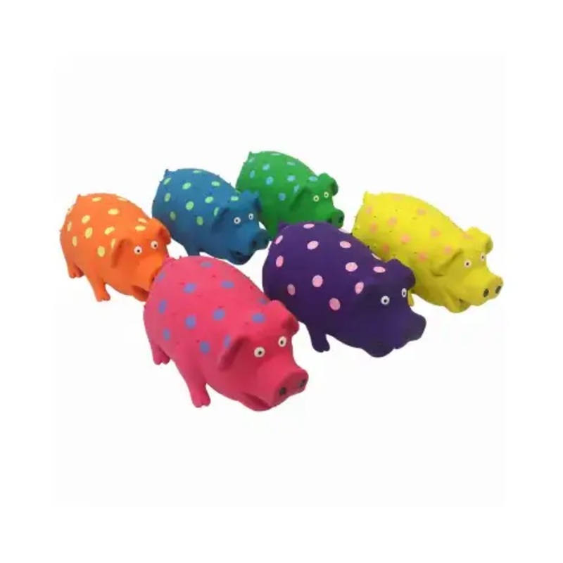 Multipet 61004 Dog Toy Globlets Assorted Polka Dot Pig Latex Large Assorted