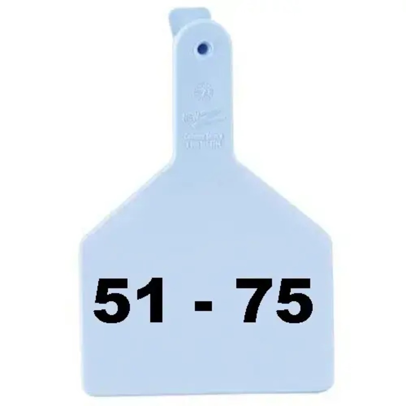 Z Tags 700-2500-609 Z Tags 1-PC Pre-Numbered Laser Print Cow Tags, Numbers from 51 - 75, Blue